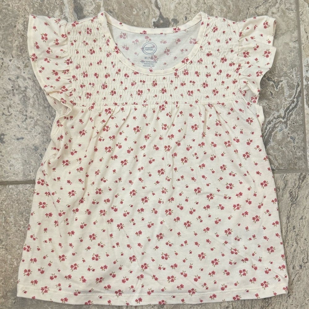 NWT Size Medium (7-8) Wonder Nation Floral Ruffle KnitTop